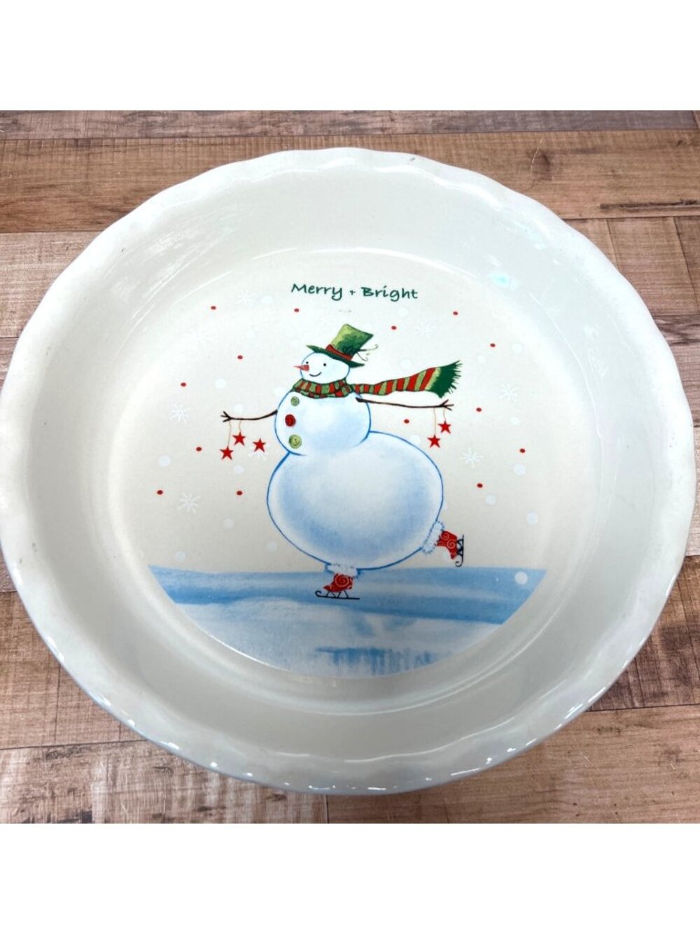 Ceramic Pie Dish Merry & Bright - 10-Inch Nantucket Oven Microwave Safe